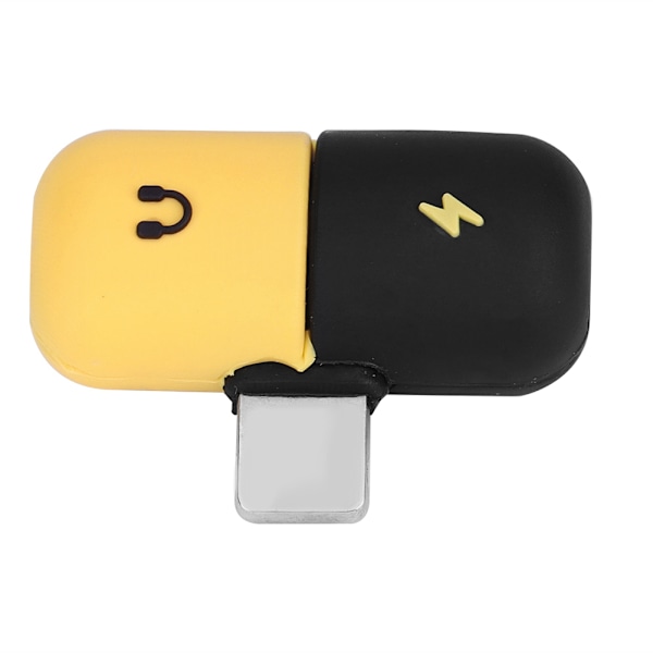 2IN1 Laddningsljudadapter för iPhone 7 8 X Lightning Laddning Hörlurar Splitter Gul+ Svart