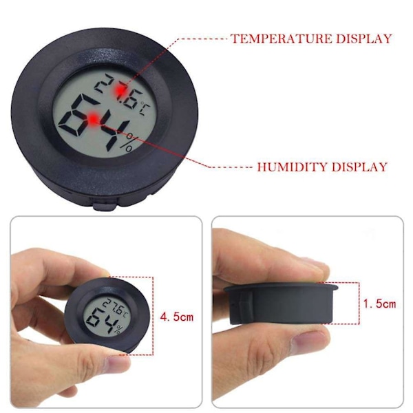Mini Hygrometer Termometer Digital LCD Inomhus Utomhus Luftfuktighetsmätare Temperaturmätare för Luftfuktare Avfuktare Växthus Reptiler