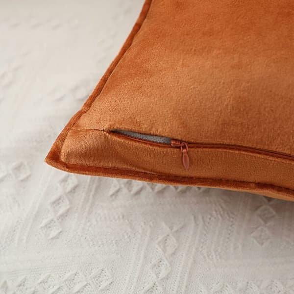 45x45 Sæt med 2 dekorative pudebetræk i fløjl, orange pude til sofa og seng, sofapudebetræk til boligindretning (45x45 cm)