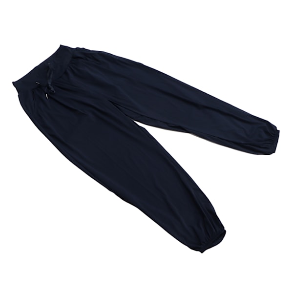 Womens Yoga Sweatpants Drawstring Loose High Waisted Comfy Lounge Jogger Pants ( Navy Blue ) M