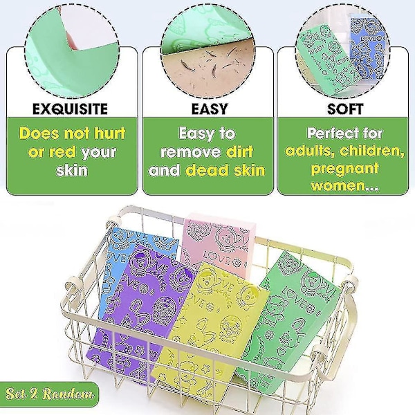 Spa Peelingbadsvamp Set, Kroppsduschskrubb för Vuxna, Bebisar och Gravida (2 Slumpmässiga Färger)