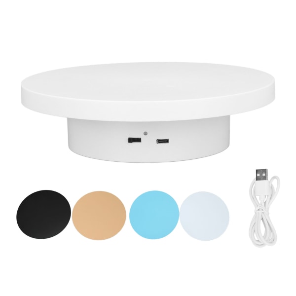 Hvid Automatisk 360° Roterende Display Pladespiller 3KG Belastning Bærende Elektrisk Display Pladespiller Stativ til Butik Diameter 15cm/6in