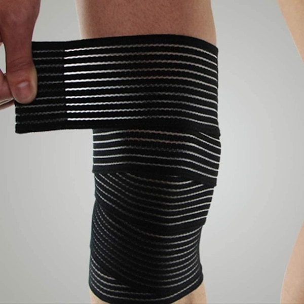 2 st Lång Elastisk Knäskydd Kompressionsbandage Benstöd Plantar Fasciit Stabilisator Ligament Ledvärk Knäböj Löpning Sport Träning Svart