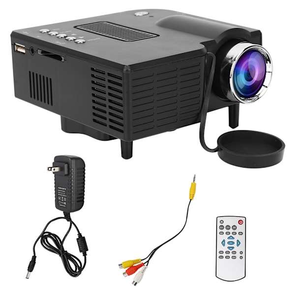 Mini LED-projektor YG260 Svart Inbyggd Högtalare med Multifunktionsgränssnitt till Dator Telefon 110-240VUS