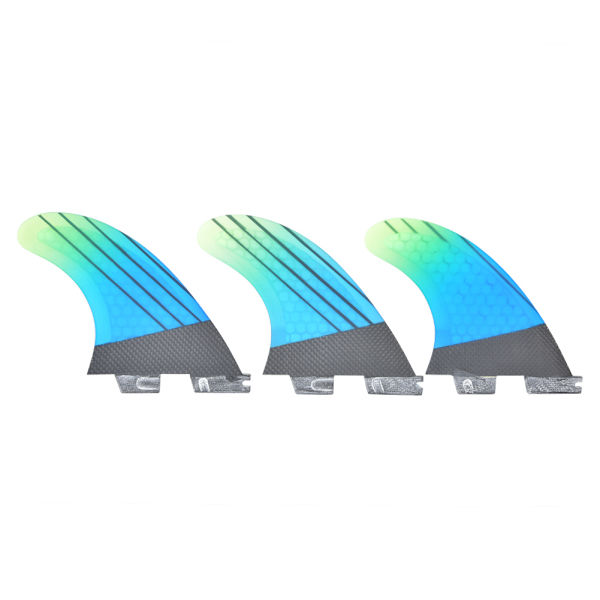 Glasfiber FCS2 Snygg Blå Grön Gradient Surfbräda Stjärtfenor Flexibel Surfing Tillbehör