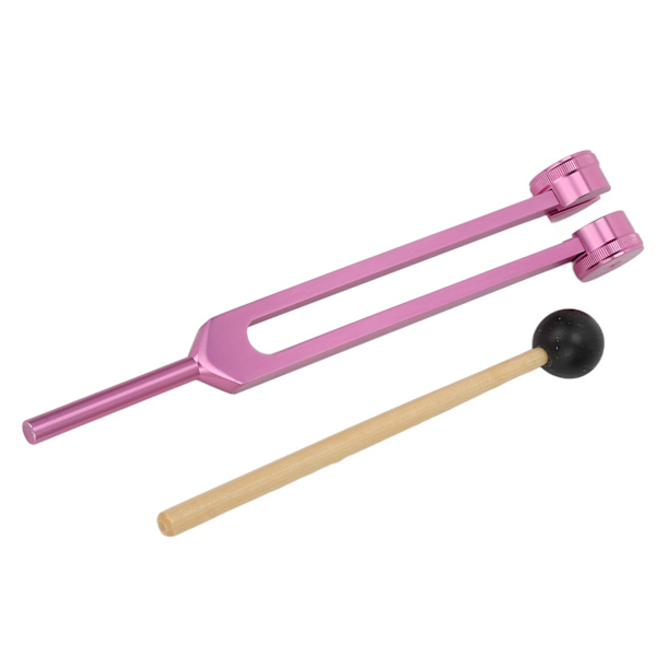 128HZ stemmegafler maling proces aluminiumslegering stemmegaffel sæt med sekskantnøgle Lille hammer Pink
