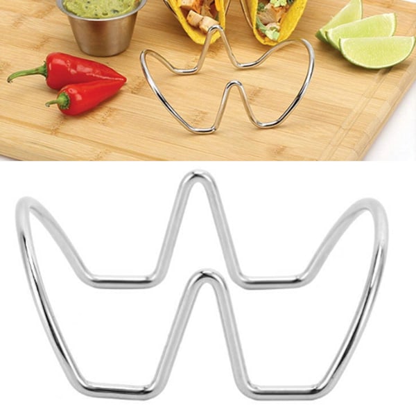 Taco-holder U-formet taco-stativ i rustfritt stål Taco-skallstativ for baking party-samling 2-rutenett