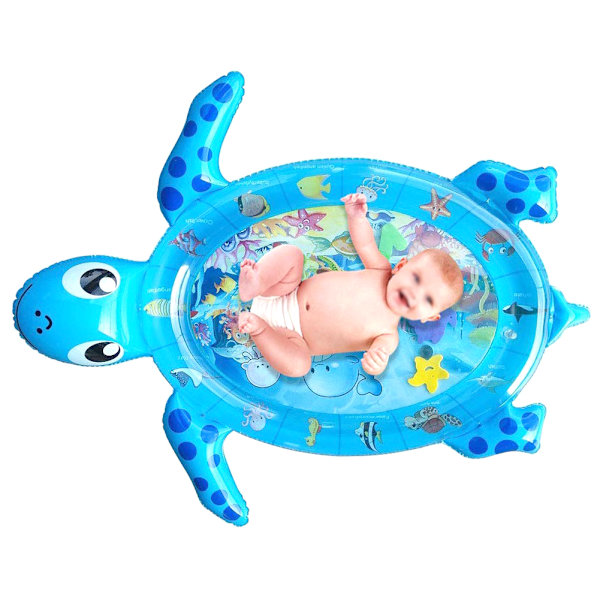Uppblåsbar vattenmatta Tummy Time Turtle Formed Thickened Baby Lekmatta Blå