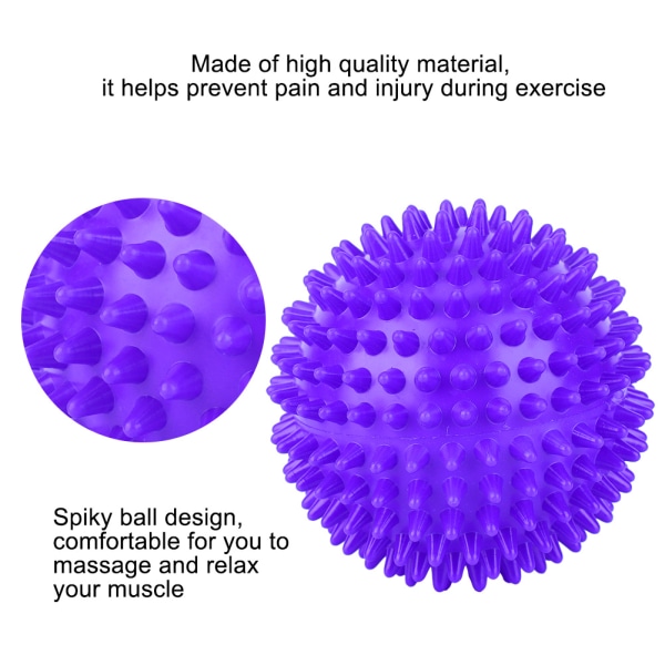 Holdbar Plast Massage Roller Body Spiky Balls Fitness Finger Relax Tool Lilla 7,5cm