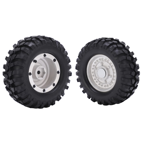 2 stk. RC-hjulnav med dæk i holdbart aluminium og gummi til CC01 MST D90 SCX10 1/10 RC-biler - Sølv