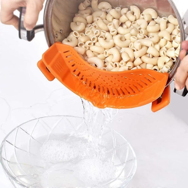 2-pak Clip-on Silikone Pastasi, Kompatibel med Universal Pandestørrelse, Fødevaregodkendt Materiale, Varmebestandig, Orange