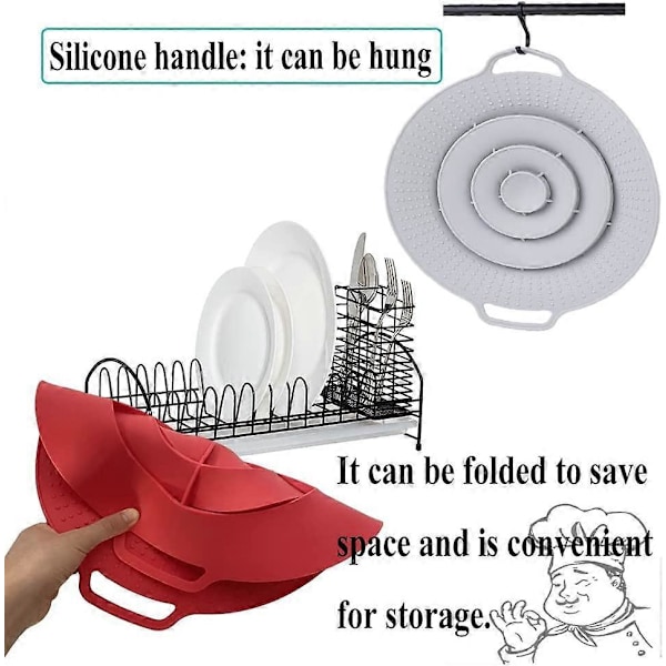 Lock för kastruller Spill Stopper-lock - Tjockare silikon Spill Stopper, FDA-godkända lock för matlagning, BPA-fria Instant Pot-lock, passar öppningar