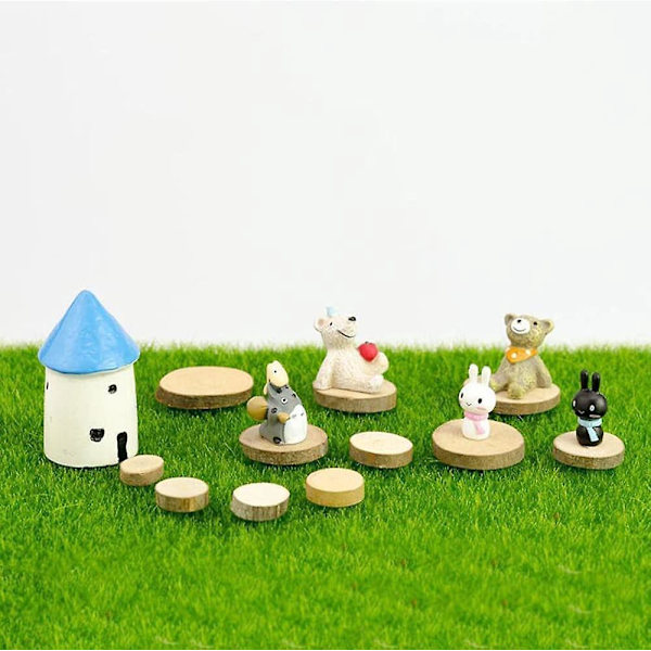 15cm*15cm Miniatyr Mosedekke, 6 STK Kunstige Haggressplener Falskt Gress Kunstig Plen Syntetisk Plen Mosetorv for Håndverk Dukkehus Ornament (Grønn)