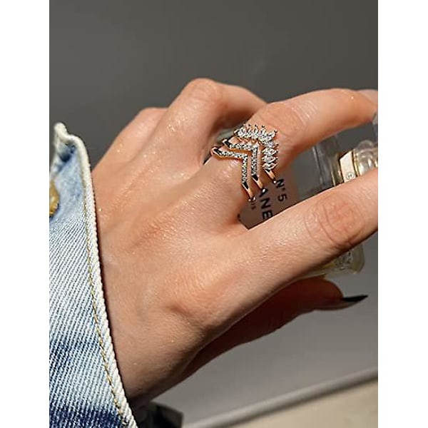 Guldringar för kvinnor Pläterade Silver Nätta Justerbara Ringar Oskans Öga Orm Chevron Kram Knogringar Band Enkla Falska Diamant Fingerringar