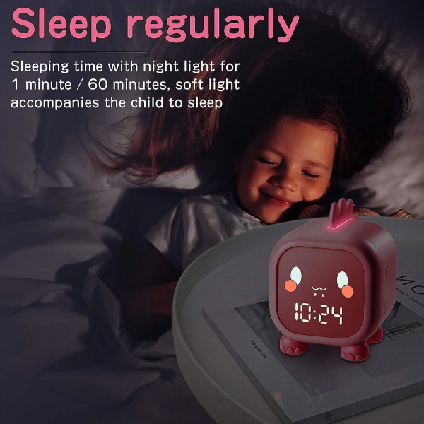 Multifunksjonell vekkerklokke for barn med dag-/nattlampe og romtemperaturvisning