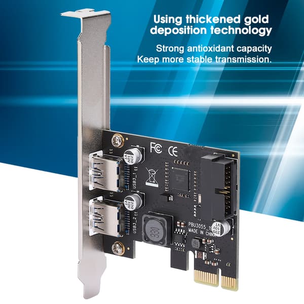 Riserkort PCI E til USB3.0 Stasjonær Datamaskin Tilbehør med Front 19 / 20PIN Grensesnitt