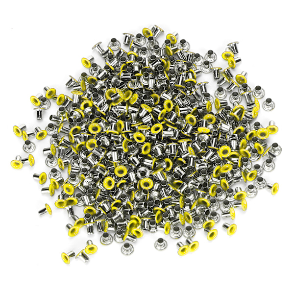 500 st mässingsöljetter 2 mm innerhål färgglada öljetter kit för kläder skor väska DIY hantverk gul
