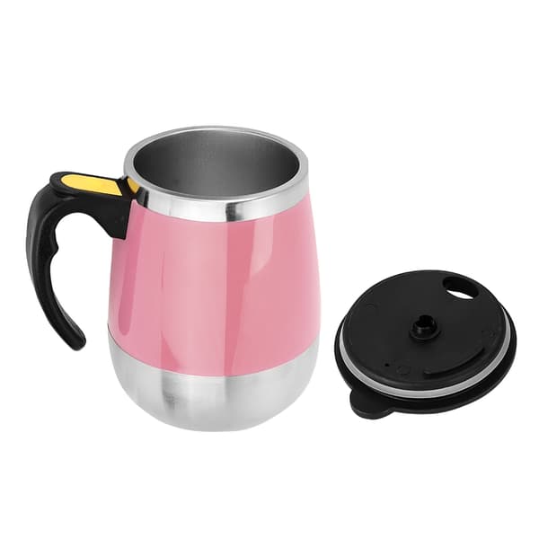 Elektrisk kafferørekop, blandekop, te, automatisk rørende magnetisk kop (pink)