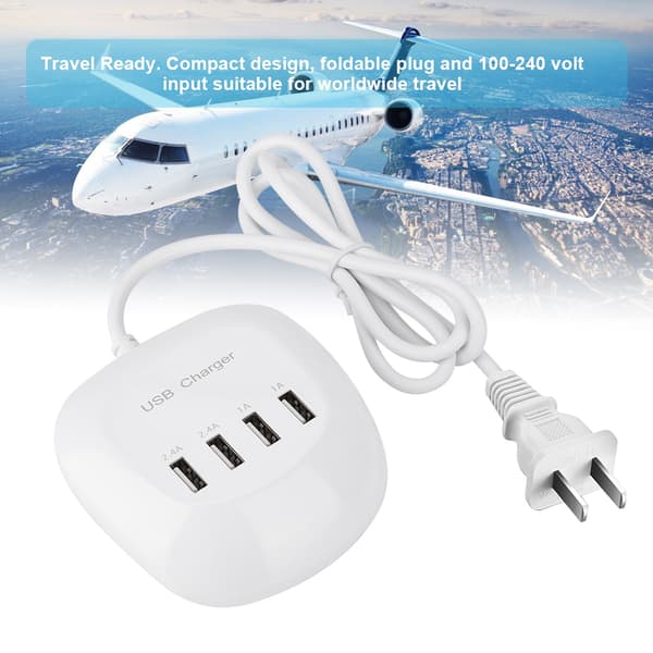 100-240V 4-ports USB skrivebordslader Multi hurtig veggladerstasjon strømadapter US-plugg