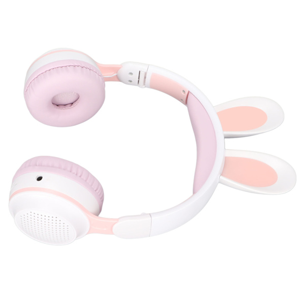 Rabbit Ear Bluetooth 5.0-hodetelefoner sammenleggbare trådløse headset for barn med LED-fargelys for PC-nettbrett Online læring Hvit Rosa