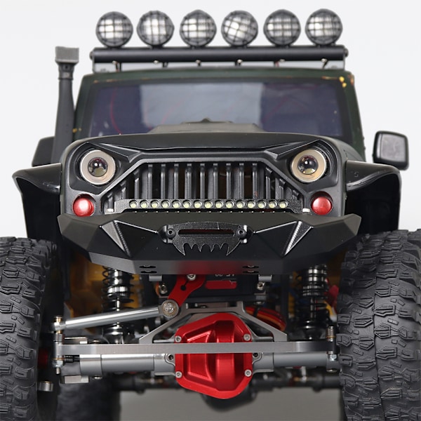 1/10 Metall Crawler Front Bumper Lip Splitter RX-lignende med LED-lys for Scx1090046 Traxxas TRX-4