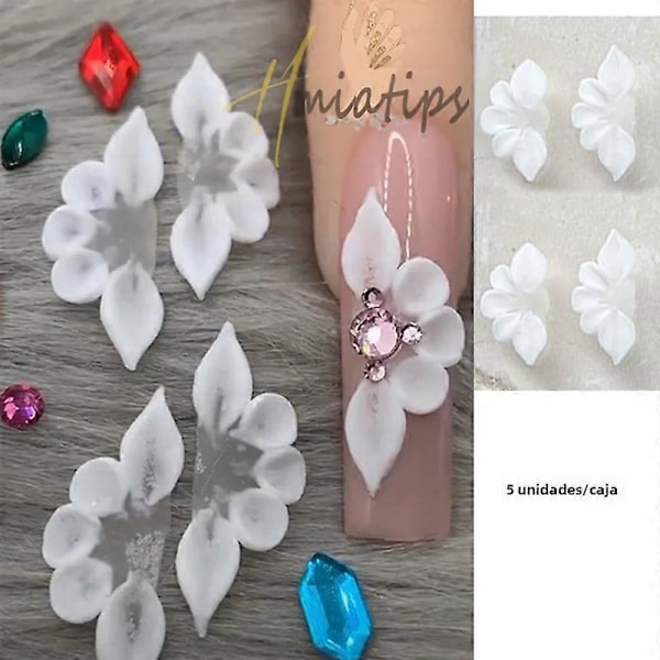 Kawaii Nagelkonstdekorationer med 3D Akrylblommor och Pärlor för DIY Nagelkonst Manikyrdekoration Sommarstil typ14