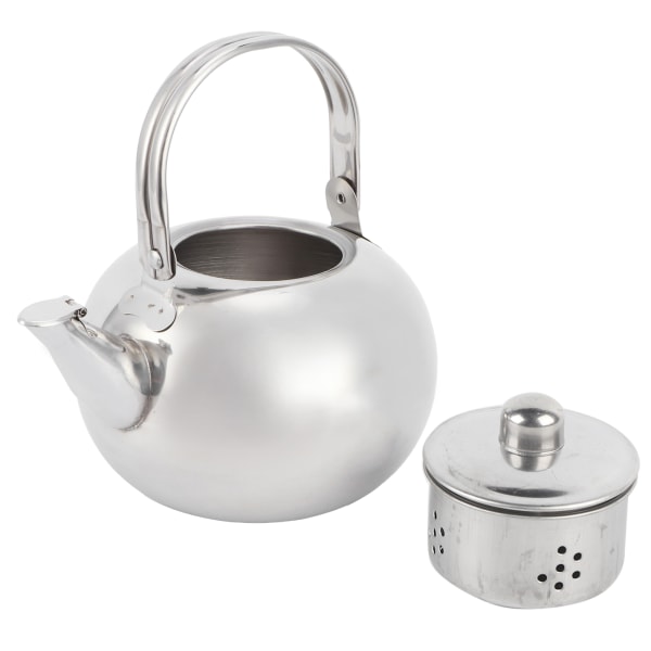 304 Rostfritt Stål Tekanna Platt Botten Induktionskokare Vattenkokare Tekanna med FilterSilver 14cm 1L