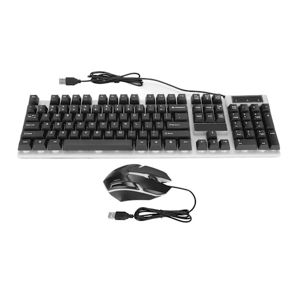 Tangentbord Mus Combo Trådbunden USB 104 Tangenter LED Färgad Bakgrundsbelysning Datortillbehör för Win10Svart