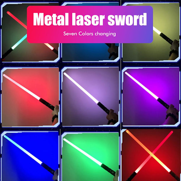 RGB 7/10 farver skiftende lysende sværd metal genopladelig udvidelig lyssværd med lyd cosplay legetøj børn Halloween julegave