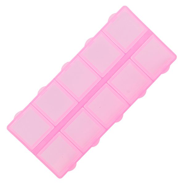 Pärlbehållare 10 fack Hållbar Slitstark Bärbar Transparent Multifunktionell Plast Smycken Organizer Rosa