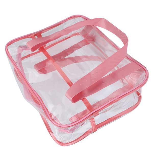 Klar makeuptaske Stor kapacitet Vandtæt lynlåslukning Kosmetisk håndtaske Gennemsigtig rejsetoilettaske Pink