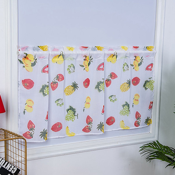 100x50cm Polyester Tegneserie Fruktmønster Trykk Kort Gardin Balkong Kjøkken Gardin