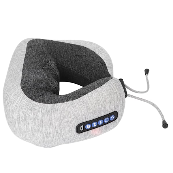 Elektrisk nackmassager multifunktionell uppladdningsbar U-formad minnesskum knådande vibrationskudde med värmeandningsbar svart
