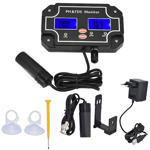 PH TDS-monitor LCD digital multifunktionell vattenkvalitetsanalys testare EU-kontakt 230V PH‑2683