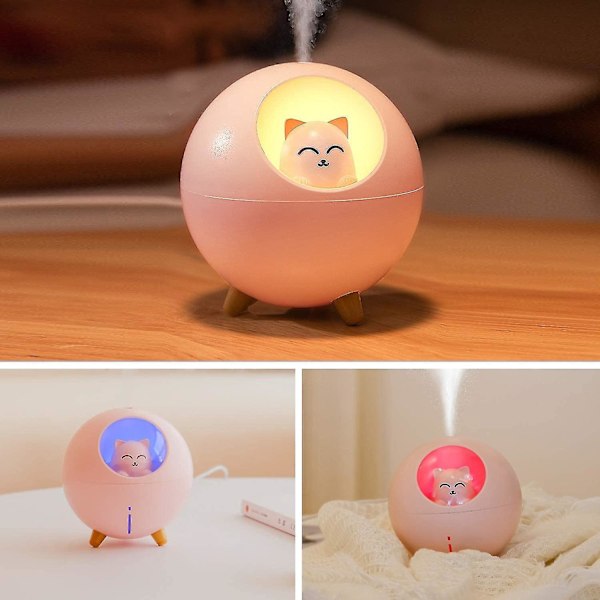 8oz Tyst Mini Luftfuktare Med LED-lampor USB-skrivbordsluftfuktare Färgglad Andningslampa