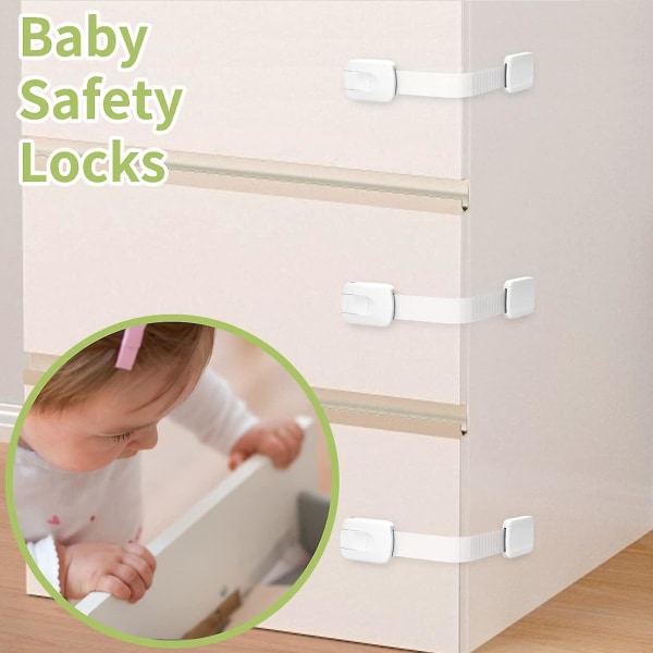 9-pak justerbare børnesikkerhedslåse med 3M klæbemiddel - Baby-, skabs- og kabinetlåse