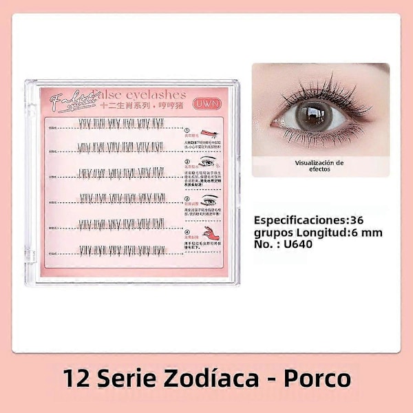 Limfria Falska Ögonfransar Zodiac-serien 12 Stjärntecken C-böjda 0.05mm Segmenterade Självhäftande Syntetiskt Hår Längd 1cm-1.5cm U640