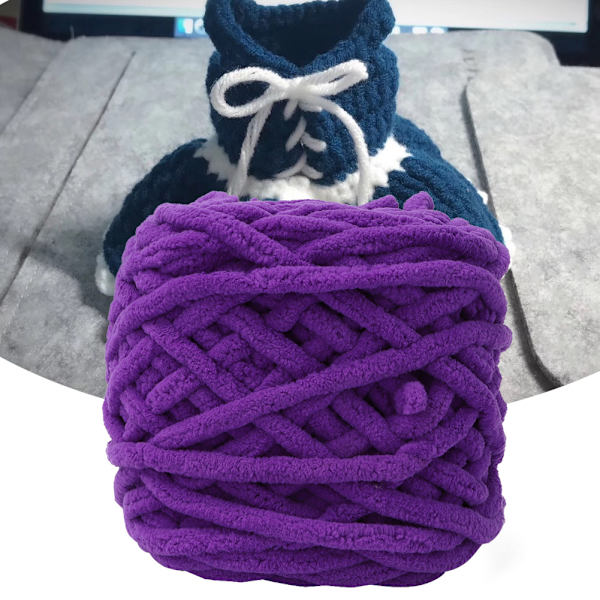 Enkel tjock isremsa Garn Nål Stickning vävd filt Slipper Line (lila)