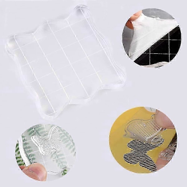 DIY Hantverk Akryl Halkfri Klar Rutnäts Punching Block Verktyg 3 Delar