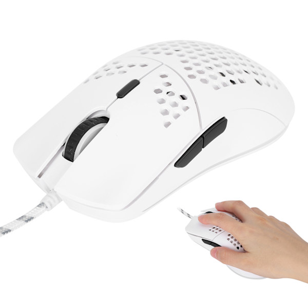 HXSJ J900 Trådbunden spelmus 6 knappar 6400DPI RGB Programmerbar ihålig skal ergonomiska möss för spelare kontorsarbete