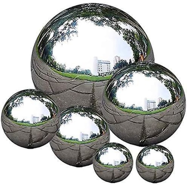 Sett med 4 speilpolerte observasjonskuler i rustfritt stål 50 til 150 mm flytende reflekterende kule for hagedekorasjon