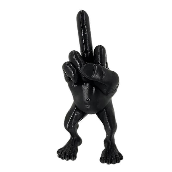 Interessant Særpreget Langfingerstatue, Hjemmeinnredning Fingerfigur Med Ben, Morsom Langfinger Skrivebordspynt -JRSZ Liten Svart