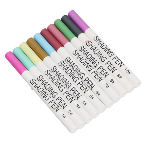 10 stk neglelakkpenner assorterte farger Hurtigtørkende lys glans bærbare neglekunstpenner for hjemmesalong DIY