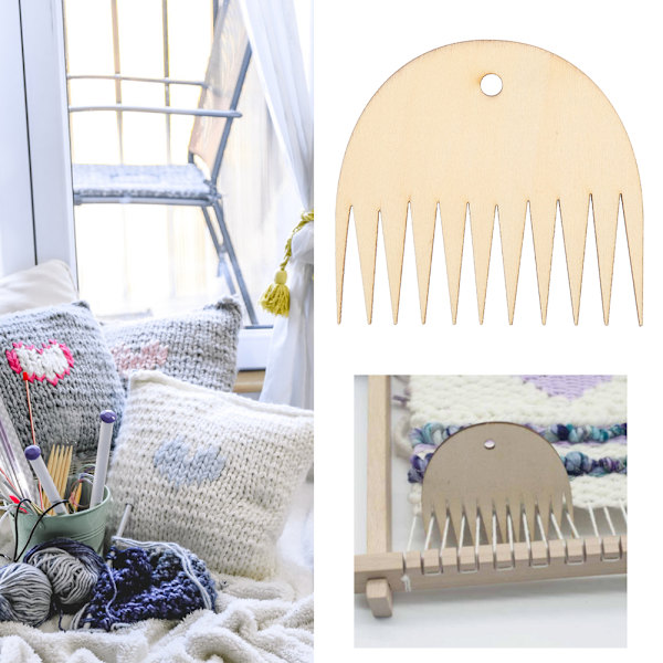 11 hampainen puinen kutomakampa, seinävaate kutomakampa, kampa työkalu DIY punotut tarvikkeet