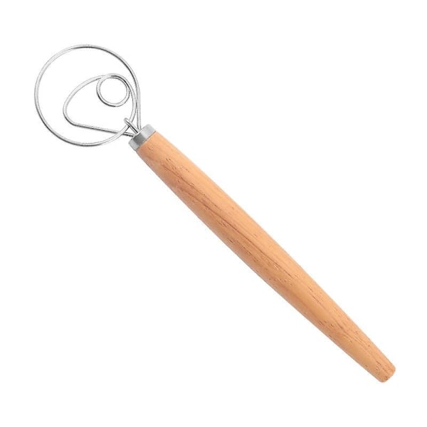 Melangemaskine med Eg Træhåndtag - 13 Tommer, Rustfrit Stål Spiral Æggepisker