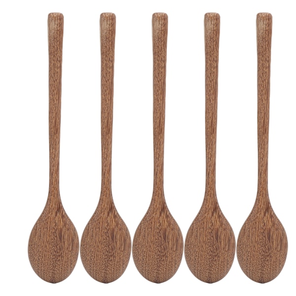 5 st träskedar gjutfria robusta hållbara lätta värmebeständiga trä mät sked set för gåvor hem 23,2 cm långt handtag sked