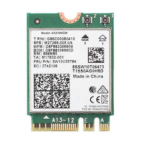 WiFi 6E Desktop Kit kompatibel med AX210 Bluetooth 5.2 Wifi-kort 802.11Ax 2.4Ghz/5Ghz AX210NGW Wi-Fi 6 Adapter