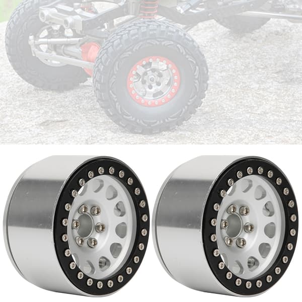 4 stk. 2,2 tommer metalfælg med lås, tungere tilbehør til Rock Crawler 1/10 RC sort sølv