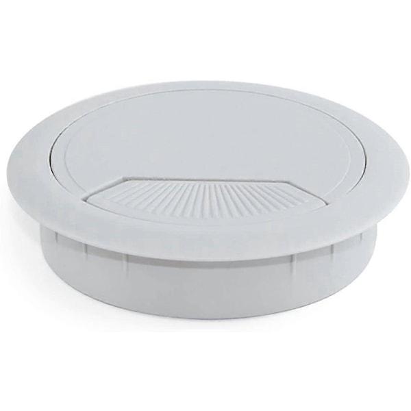 80mm pyöreä läpivienti harmaasta muovista, pöytäkaapelin läpivienti asennettavaksi pöytään/työpöytään/työtasoon, 4 kpl:n setti