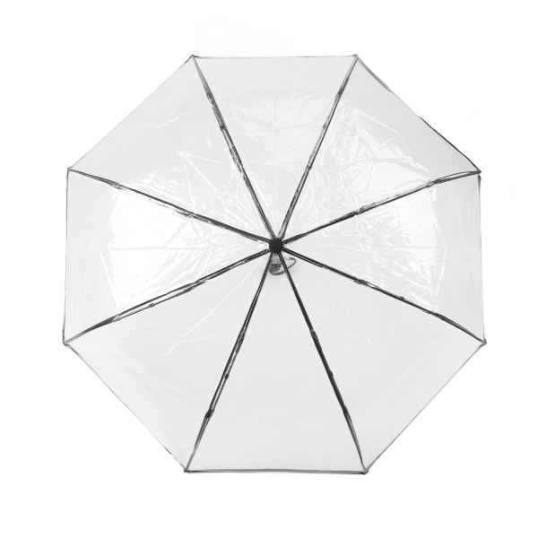 Klar automatisk sammenklappelig paraply 8 ribber 3 folde sort kant transparent auto åben luk paraply til udendørs rejse bryllup